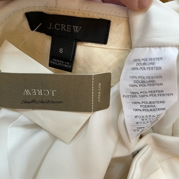 J.Crew Collection NWT ivory duo striped tuxedo draped pants - Picture 10 of 11